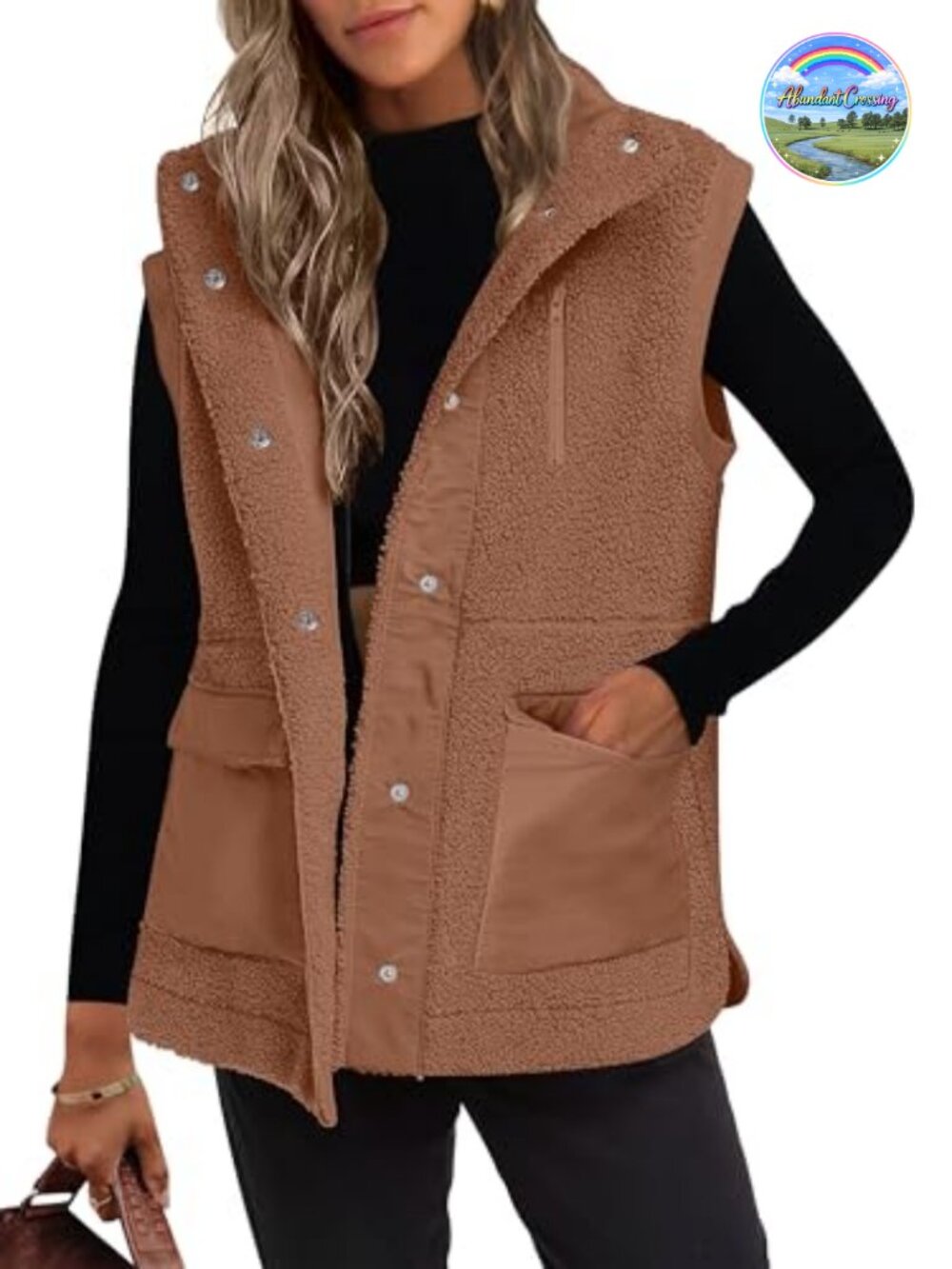 Women's Fleece Vest Sherpa Jacket Warm Fuzzy Button Down Outerwear